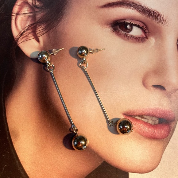 Silver Tone Drop Earrings - Picture 3 of 4